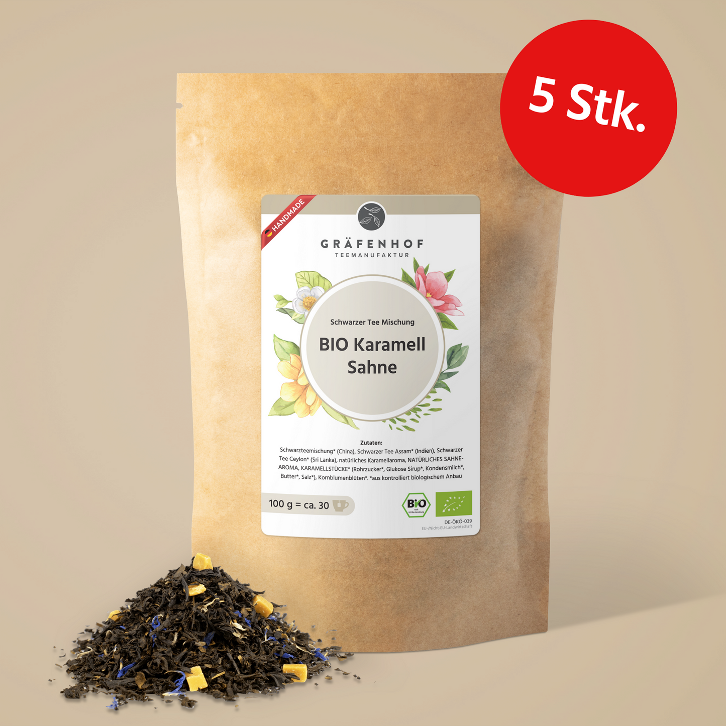 BIO Karamell Sahne - 5 Stk. x 100g
