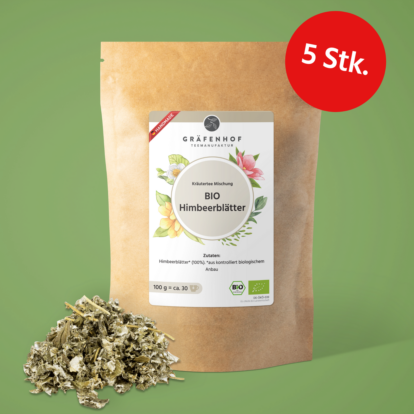 BIO Himbeerblätter geschnitten - 5 Stk. x 100g