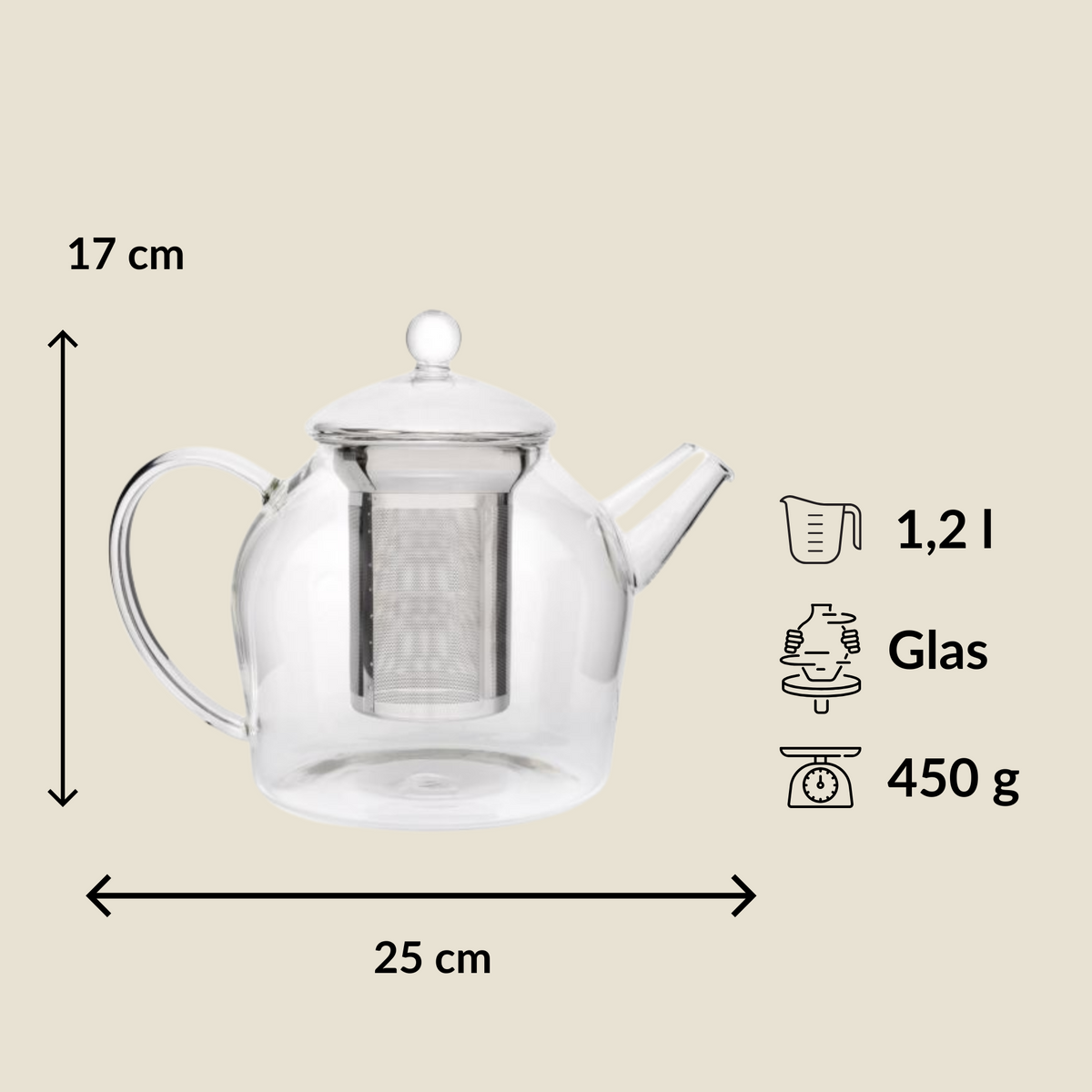 Gräfenhof glass teapot 1.2L