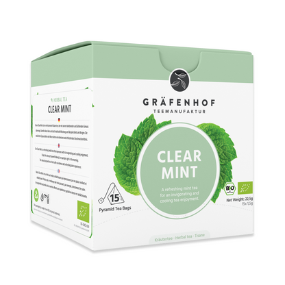 Clear Mint Tee, Pyramidenbeutel mit Sachet